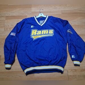 Vintage Starter Jacket St. Louis   Rams V-Neck Pullover Blue Color Sz.XXL